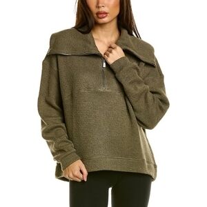 Sweaty Betty Restful Boucle Half Zip Sweatshirt Olive Green Women's Size 12